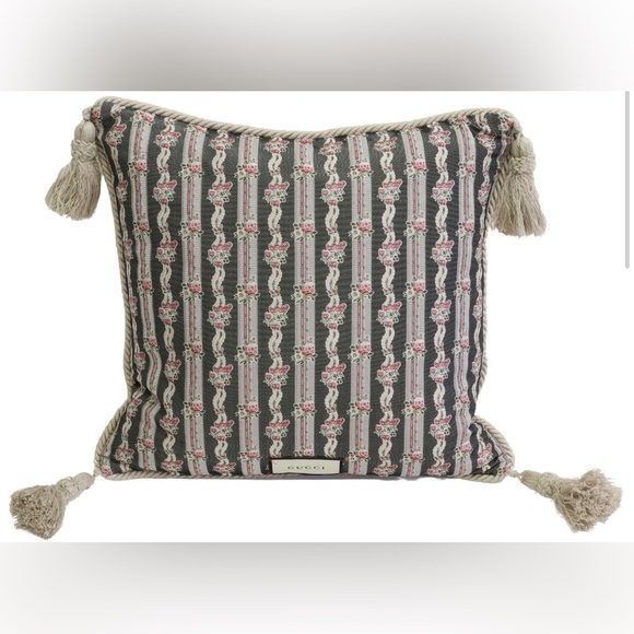 GUCCI SILK BLEND EMBROIDERED BEE THROW PILLOW - Picture 3 of 4